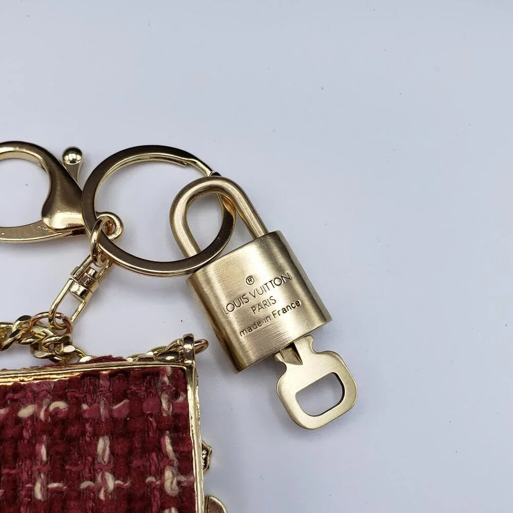 Authentic Louis Vuitton Gold Padlock 🔒 Key Set w/ Unbranded Tweed Bag Charm